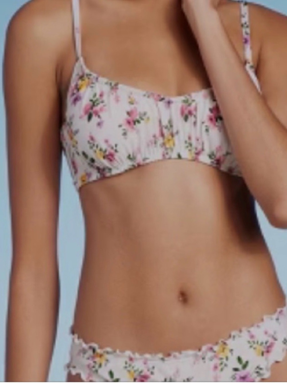 Shade & Shore Cream Floral Underwire Bikini Set with Pink & Yellow Flowers